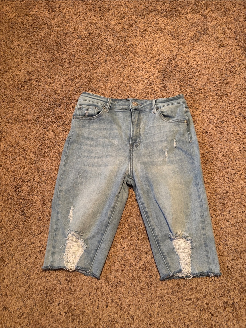 Risen Jeans Distressed Light Wash Denim Bermuda Shorts 9 29